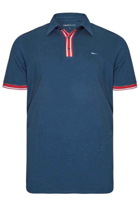 BadRhino Big & Tall Navy Blue Contrast Stripe Placket Polo Shirt | BadRhino 3