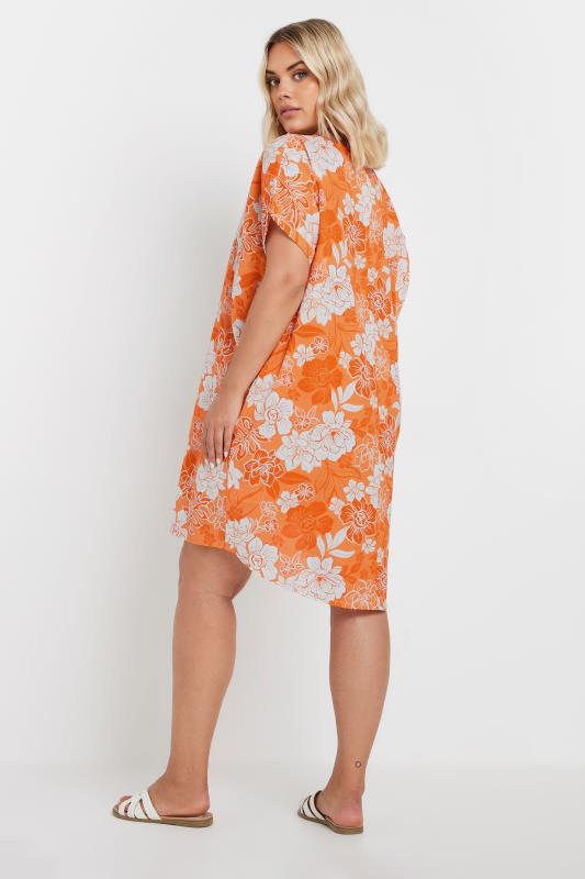 YOURS Plus Size Orange Floral Print Tunic Dress | Yours Clothing 3