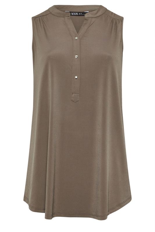YOURS Plus Size Brown Sleeveless Blouse | Yours Clothing 5