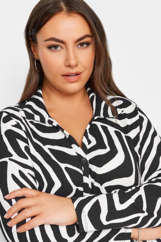 YOURS Plus Size Black Abstract Print Textured Shirt | Yours Clothing 4