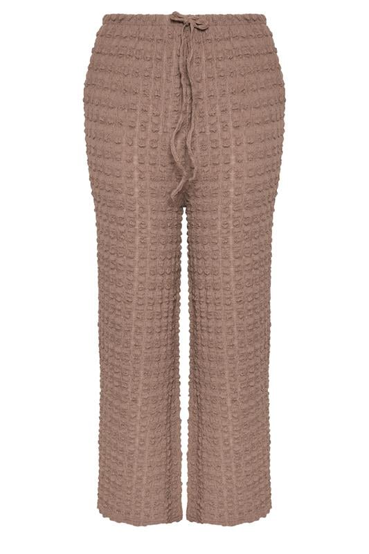 YOURS Plus Size Brown Bubble Textured Wide Leg Trousers | Yours Clothing 5