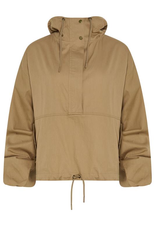 PixieGirl Petite Women's Stone Brown Half Zip Hooded Windbreaker Jacket | PixieGirl  5