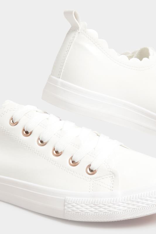 White Scalloped Edge Trainers In Wide E Fit | Yours Clothing 5