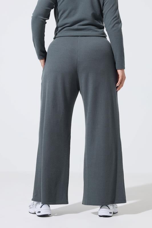 LIMITED COLLECTION Plus Size Grey Crinkle Wide Leg Trousers | Yours Clothing 2
