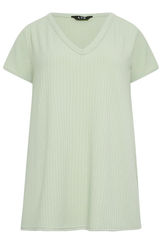 LTS Tall Women's Sage Green Ribbed V-Neck Swing Top | Long Tall Sally  6