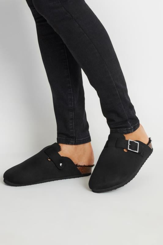 LTS Black Faux Fur Lined Clogs In Standard Fit | Long Tall Sally 1