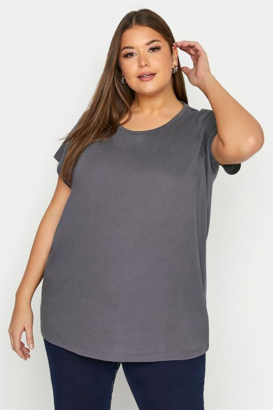 Charcoal Grey Short Sleeve Basic T-Shirt_A.jpg