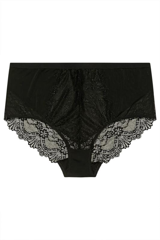 Curve Black Lace Front High Waisted Knickers | Yours Clothing 4