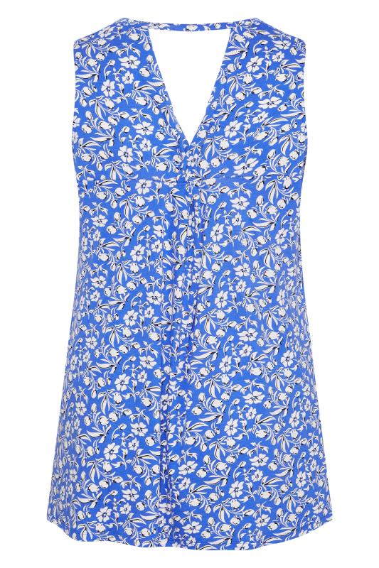 Plus Size Blue Floral Cut Out Back Top | Yours Clothing  7