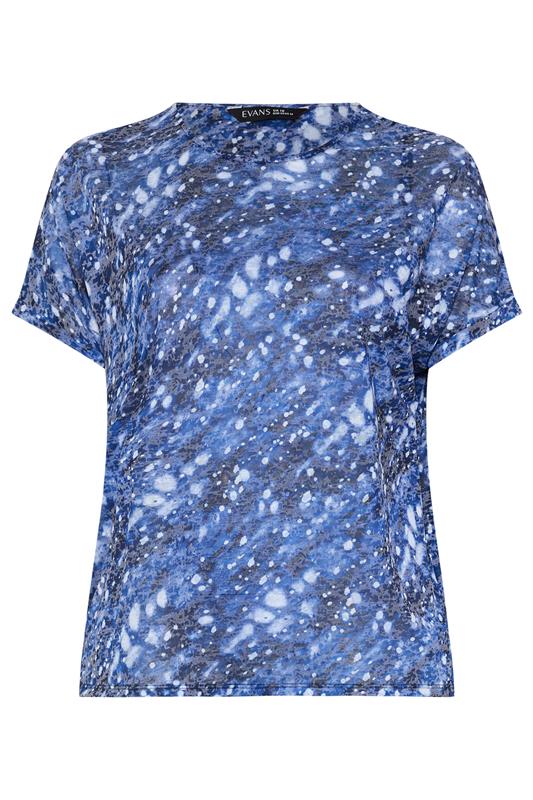 EVANS Plus Size Blue Print Burnout Top | Evans 5