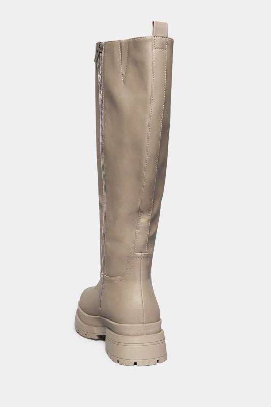 LIMITED COLLECTION Beige Brown Faux Leather Knee High Boots In Extra Wide Fit 4