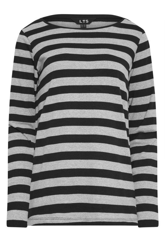 LTS Tall Womens Grey & Black Stripe Long Sleeve Cotton T-Shirt | Long Tall Sally  5
