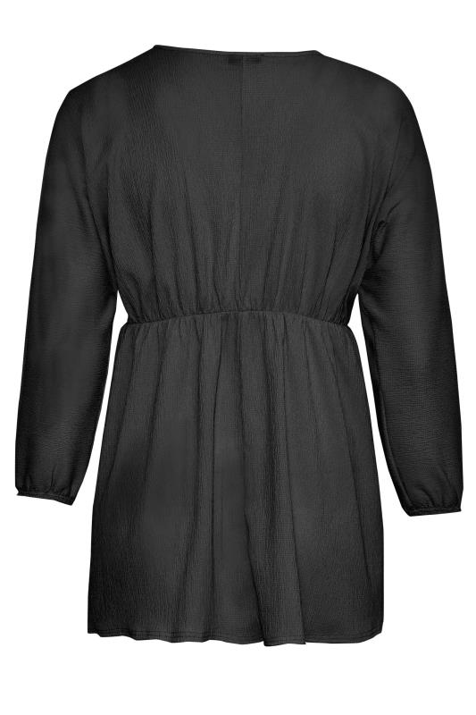 LIMITED COLLECTION Curve Black Crinkle Lace Up Peplum Blouse 7