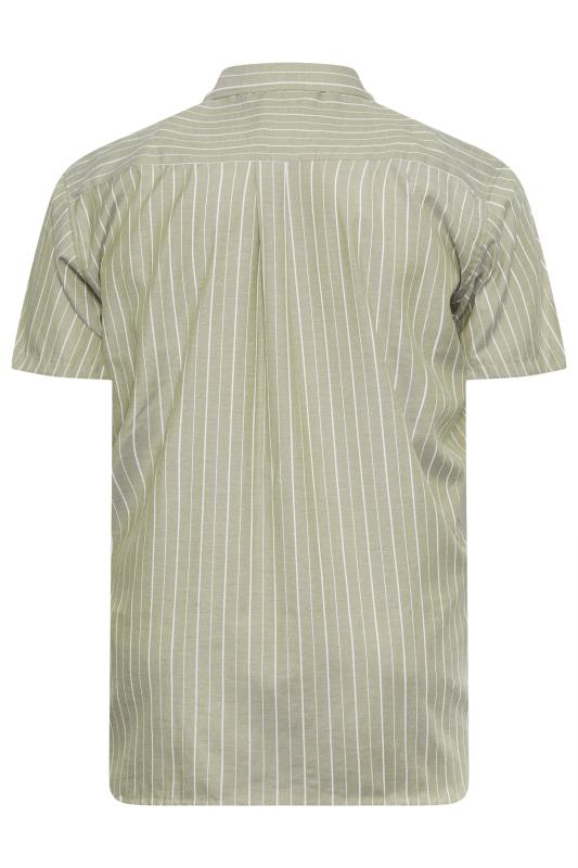 Espionage Big & Tall Sage Green Stripe Short Sleeve Oxford Shirt | BadRhino 4