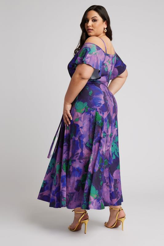 YOURS LONDON Plus Size Purple Abstract Print Wrap Dress | Yours Clothing 4