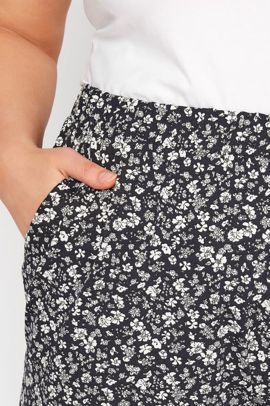 Curve Black Floral Pocket Jersey Shorts 3