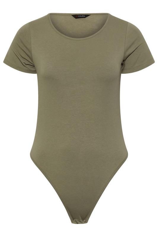 Curve Khaki Green Short Sleeve Bodysuit | Yours Clothing 6