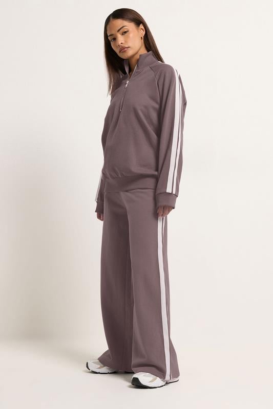 PixieGirl Petite Women's Purple Stripe Quarter Zip Sweatshirt | PixieGirl 2