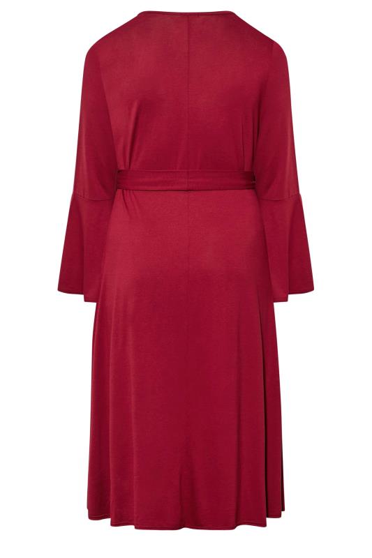 LIMITED COLLECTION Plus Size Wine Red Flare Sleeve Wrap Dress | Yours Clothing 7