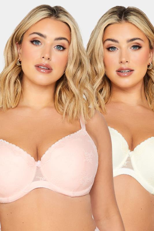  Tallas Grandes YOURS 2 PACK Pink & Cream Padded Lace Bra