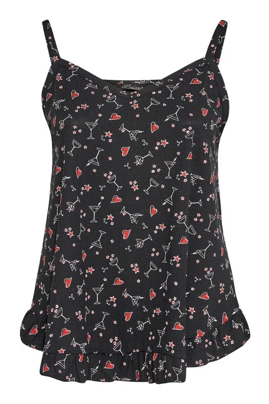 LIMITED COLLECTION Black Heart & Cocktail Print Frill Pyjama Top_F.jpg