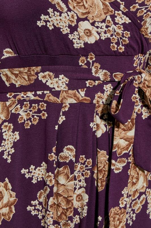 Plus Size Purple Floral V-Neck Maxi Dress | Yours Clothing 5