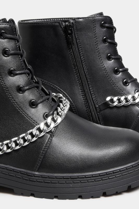 Black Chain Lace Up Boots In Wide E Fit & Extra Wide EEE Fit 5