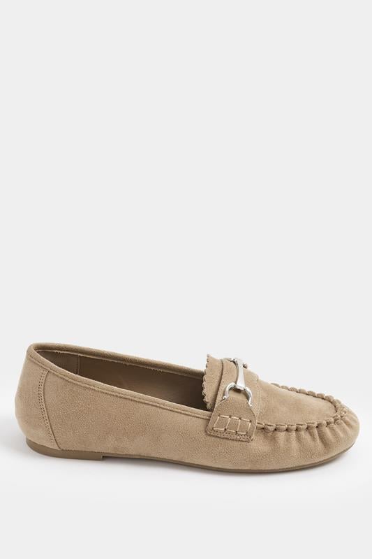 Natural Brown Faux Suede Loafers In Wide E Fit | Yours Clothing 2