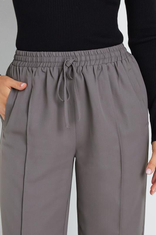 LTS Tall Grey Tie Waistband Wide Leg Trousers | Long Tall Sally 4