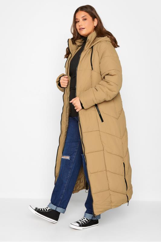 LTS Tall Womens Light Brown Maxi Puffer Coat| Long Tall Sally 2