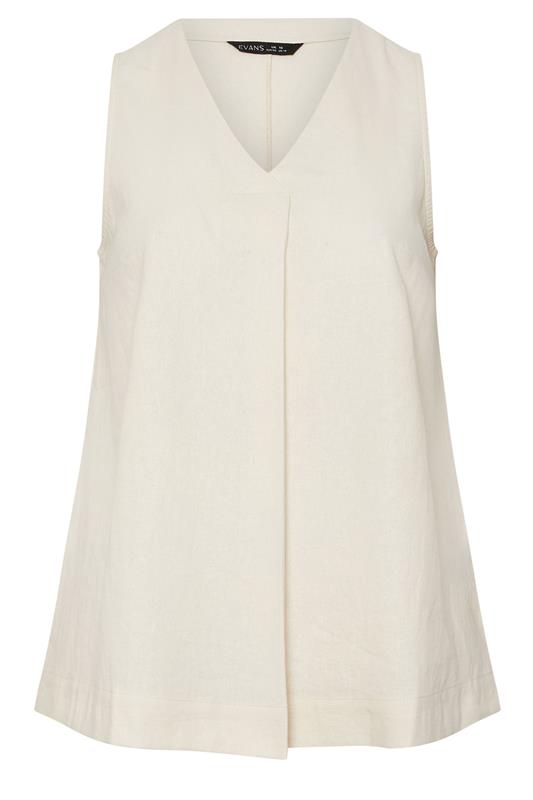 EVANS Plus Size White Premium Linen Vest Top | Evans 5