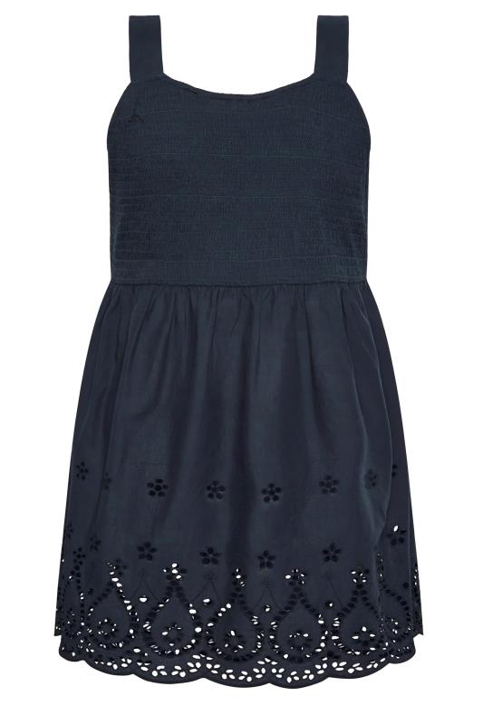 YOURS Curve Navy Blue Broderie Anglaise Vest Top | Yours Clothing 7