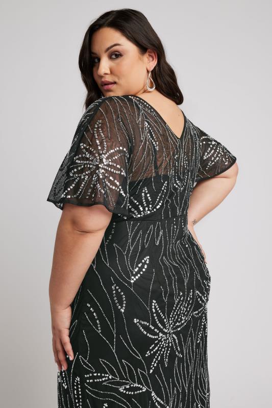 LUXE Plus Size Black Embellished Wrap Maxi Dress | Yours Clothing 3