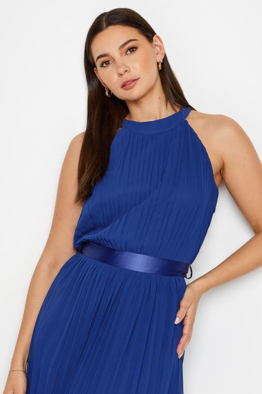LTS Tall Womens Dark Blue Halterneck Pleated Maxi Dress | Long Tall Sally 4
