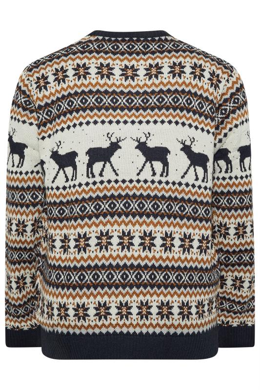 D555 Big & Tall Navy & White Reindeer Christmas Jumper | BadRhino 2