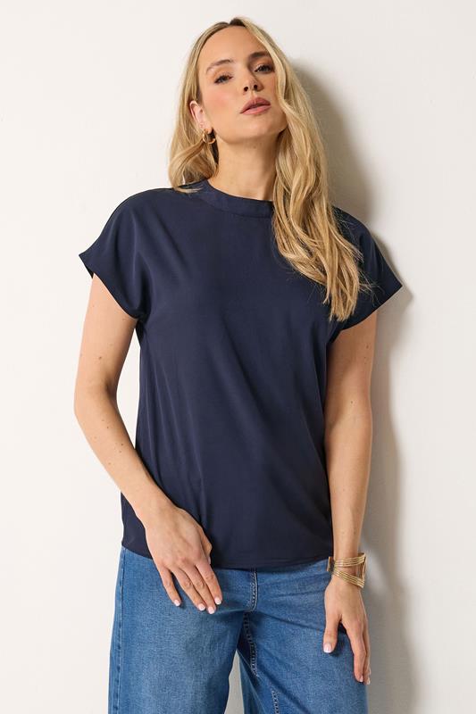  LTS top azul marino con manga sisa