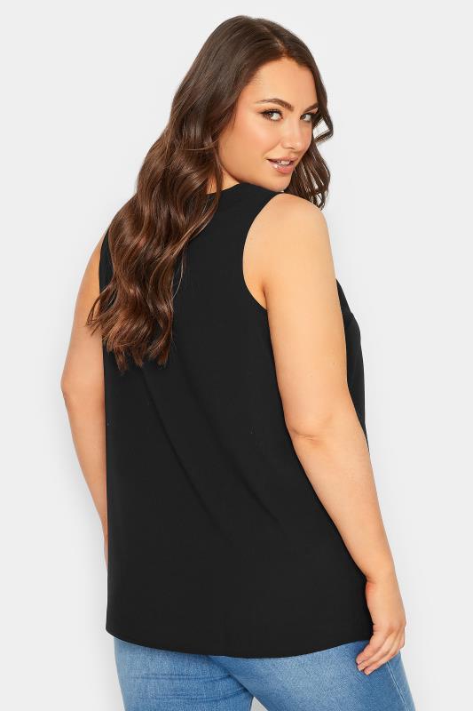YOURS Plus Size Black V-Neck Vest Top | Yours Clothing 3