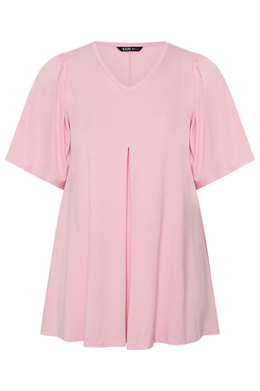 YOURS Plus Size Pink Pleated Front Swing Top | Yours Clothing 5