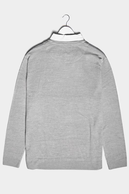 BadRhino Light Grey & White Essential Mock Shirt Jumper_BK.jpg