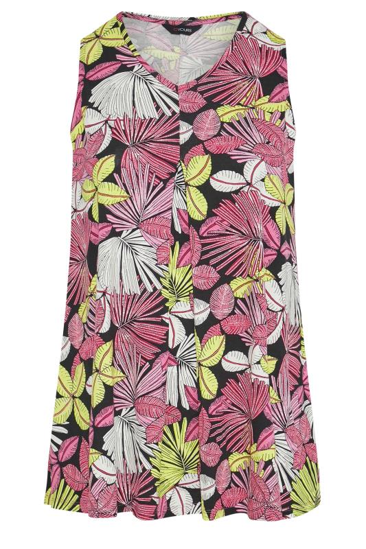 Plus Size Black Tropical Print Swing Vest Top | Yours Clothing 6