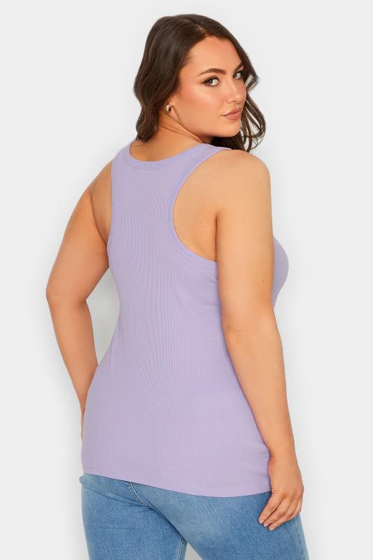 YOURS Curve Plus Size Lilac Purple Ribbed Racer Back Vest Top | Yours Clothing  1