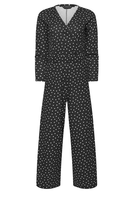 PixieGirl Petite Women's Black Polka Dot Wide Leg Jumpsuit | PixieGirl 5