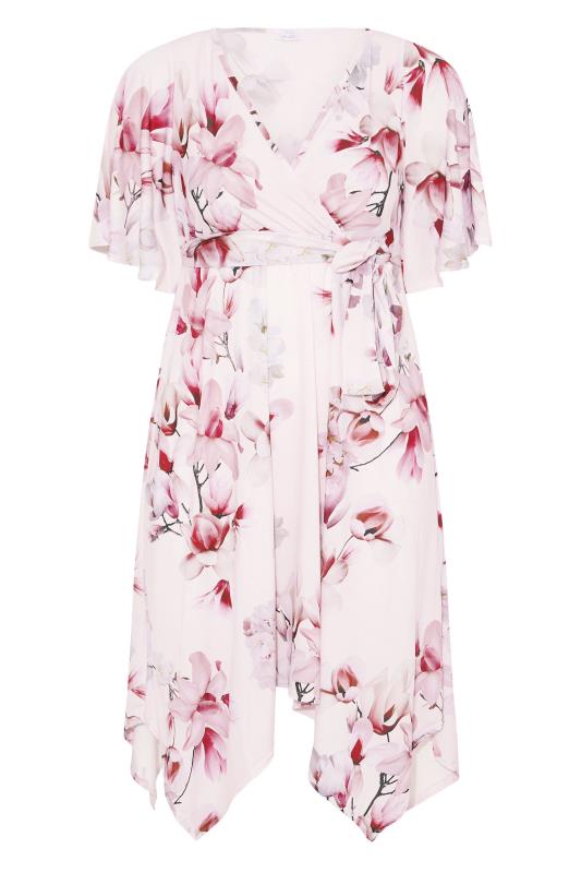 YOURS LONDON Plus Size Pink Floral Hanky Hem Dress | Yours Clothing 6
