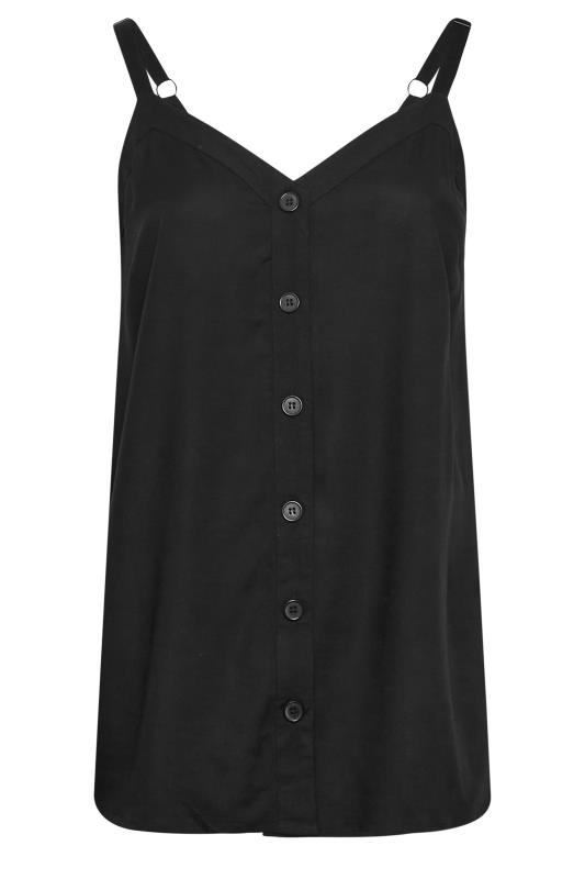 YOURS Curve Plus Size Black Button Through Cami Top | Yours Clothing  6
