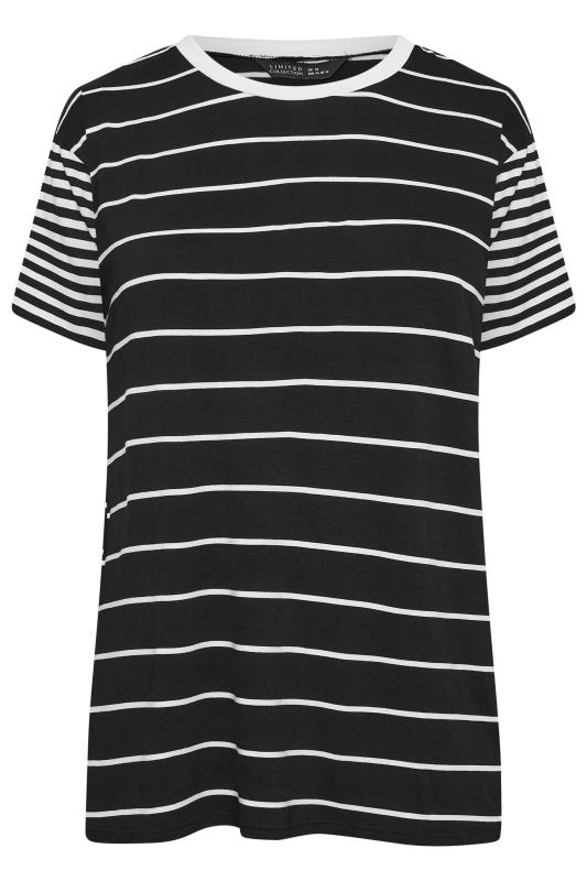 LIMITED COLLECTION Plus Size Black Mixed Stripe Print T-Shirt | Yours Clothing 6