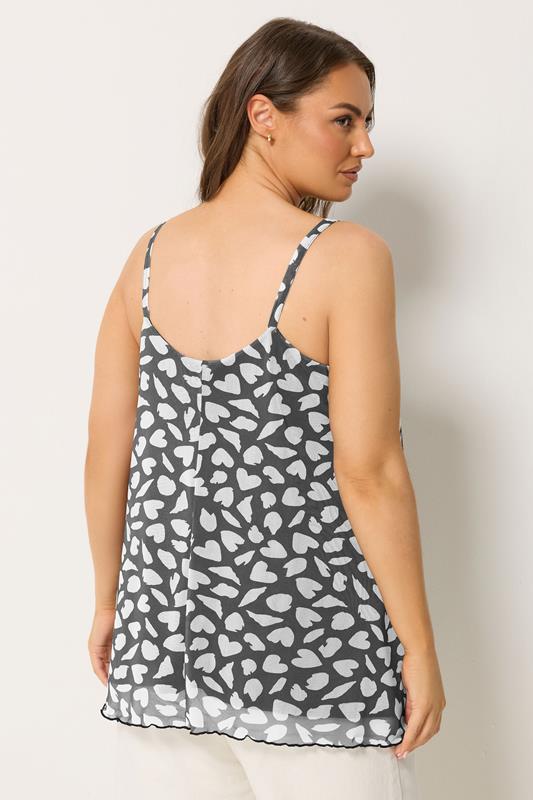 YOURS Plus Size Black Heart Mesh Vest Top | Yours Clothing 2