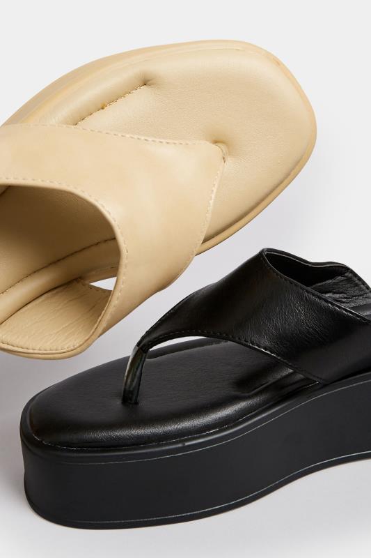 PixieGirl Black Toe Thong Flatform Sandals In Standard Fit | PixieGirl 7