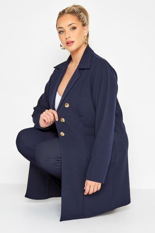 LIMITED COLLECTION Curve Navy Blue Button Front Blazer 5