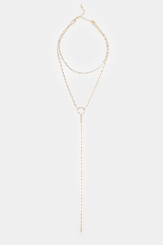 Gold Tone Diamante Layered Circle Necklace | Yours Clothing 2