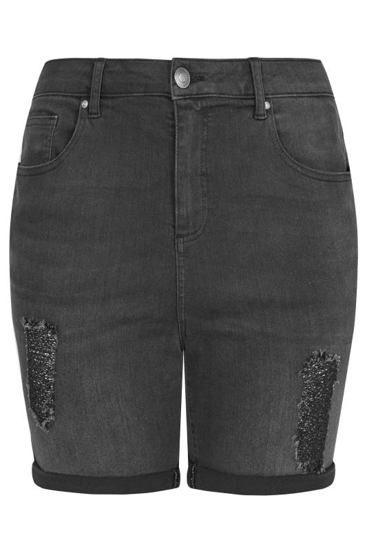 Black Distressed Denim Shorts | Sizes 